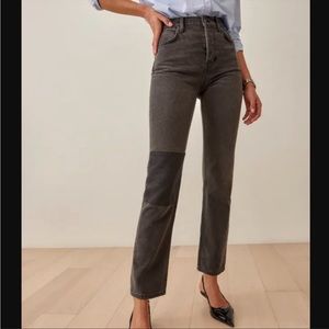 Reformation Cynthia Patch High Rise Straight Jeans